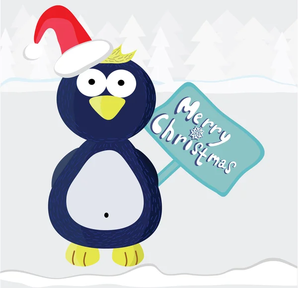 Καρτούν εικονογράφηση με pinguin Χριστούγεννα — Διανυσματικό Αρχείο