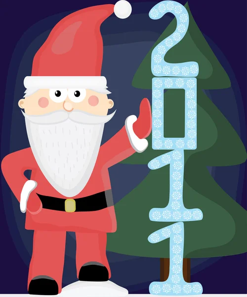 Cartoon Kerstmis ansichtkaart met santa claus datum houdt — Stockvector