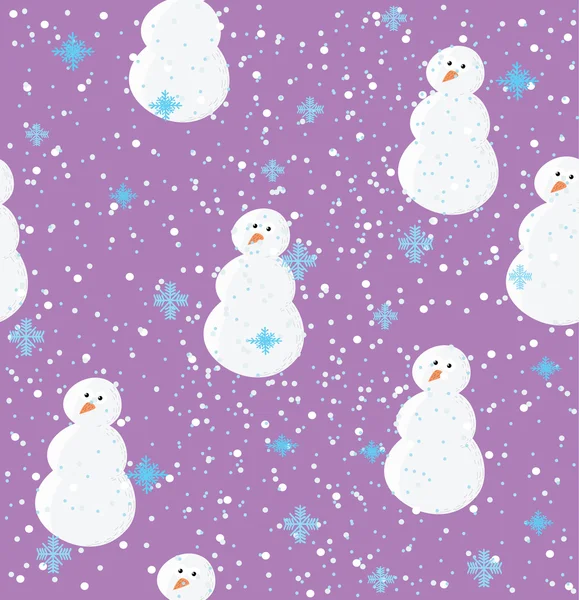 Winter seamless vector background with snowans — Wektor stockowy