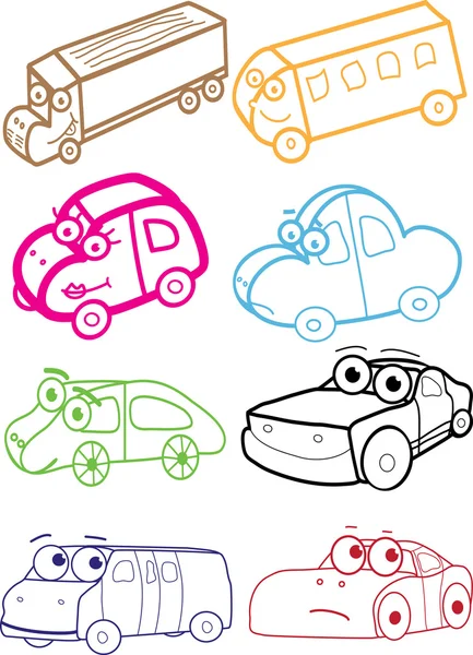 Conjunto de desenhos animados de carros — Vetor de Stock