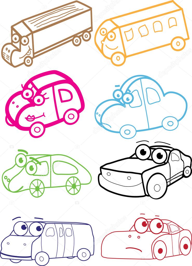 Cartoon set of cars