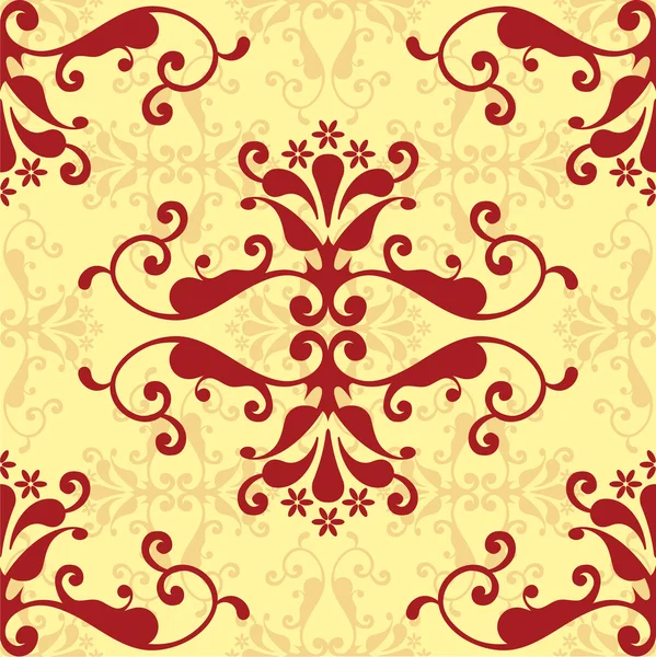 stock vector Red damask wallpaper