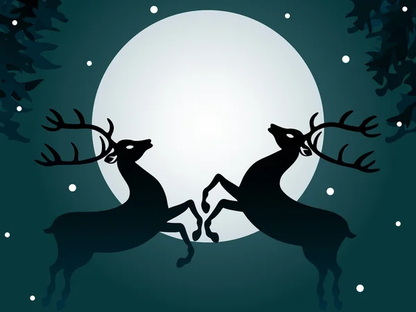 Gece reindeers — Stok Vektör