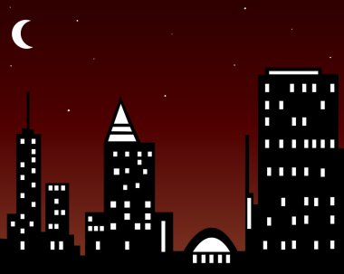 Red skyline of city clipart