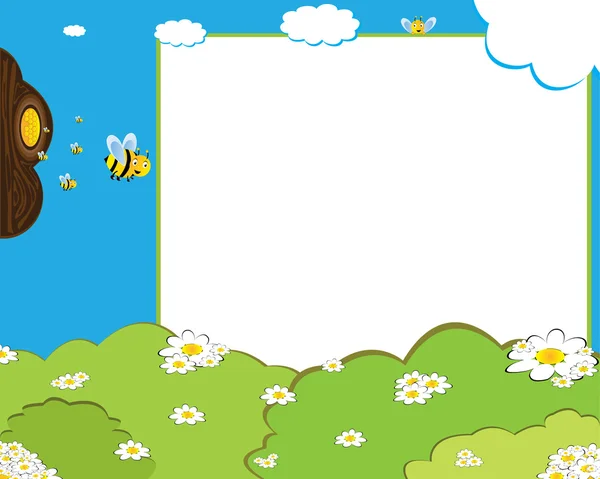 Cartoon bees photo frame — Stock Vector