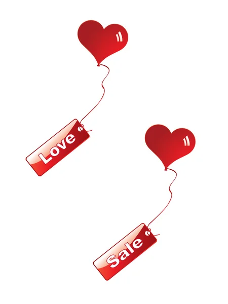 Vetor de balões cardíacos com tag —  Vetores de Stock