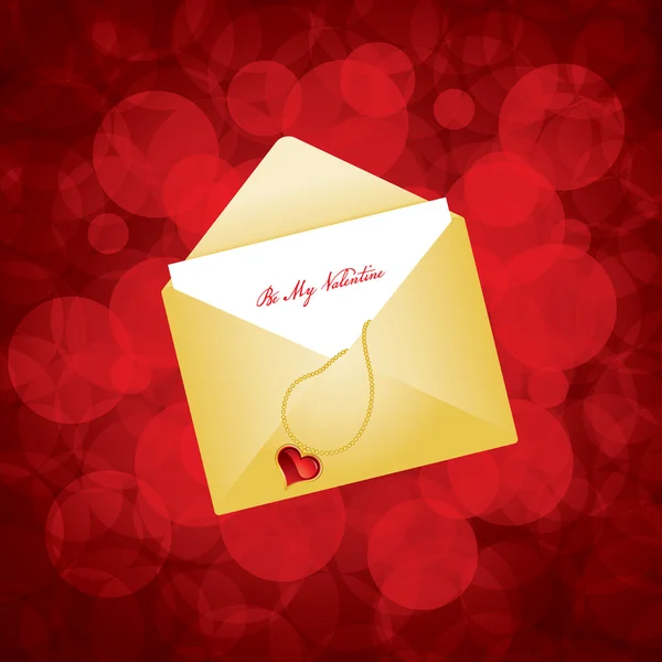 Ilustração Vetorial Envelope Dourado Com Carta Amor — Vetor de Stock