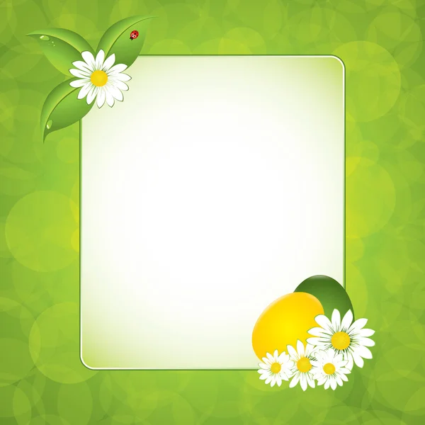 Green Leaf Frame Illustration Eggs Easter Background — Stock Vector