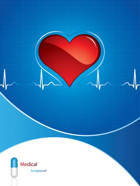 Kalp Atışı Tıbbi Mavi Zemin Üzerine — Stok Vektör