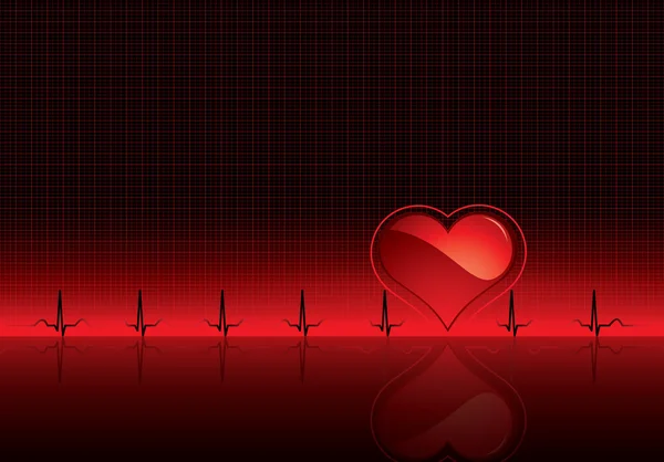 Battito Cardiaco Sfondo Medico Rosso Elettrocardiogramma — Vettoriale Stock