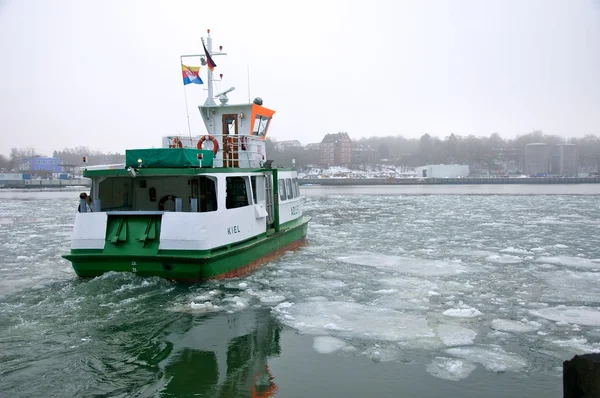 Ferryboat Kiel Canal Kiel Holtenau Germany Fights Ice — Stock Photo, Image