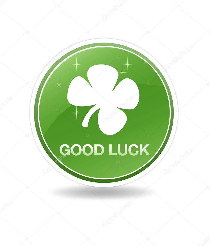 High resolution green good luck icon with a clover plant.