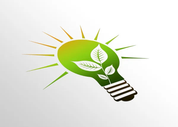 High Resolution Perspective Graphic Glowing Eco Light Bulb Leaves — Stock Photo, Image