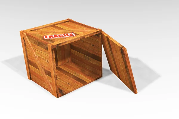 Open houten kist — Stockfoto