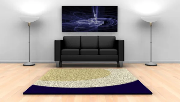 Contemporary lounge with abstract painting on wall — Stock Photo, Image
