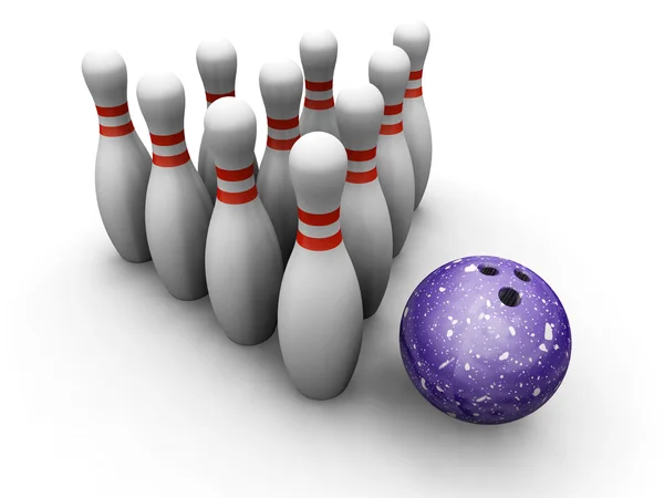 Bowling skittles and ball — Stock Photo, Image