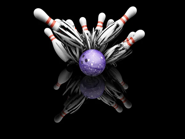 Ten pin bowling smash — Stock Photo, Image