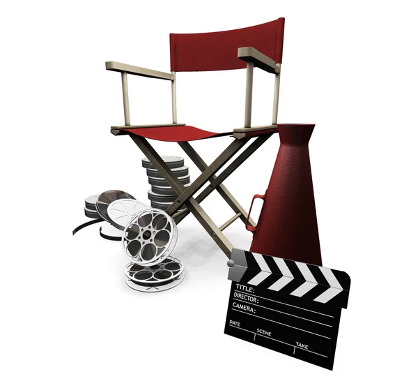 3D render of movie items isolated on white background — Stock Photo, Image