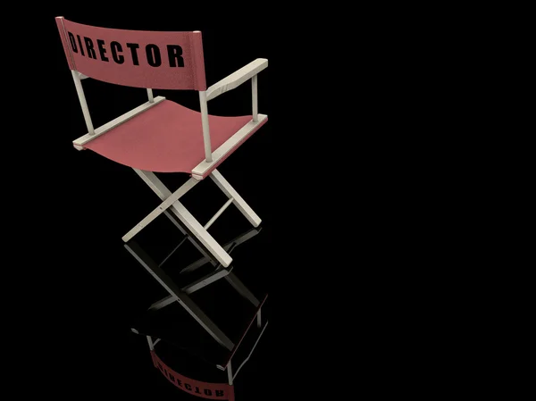 Representación 3D de una silla de directores sobre un fondo negro — Foto de Stock