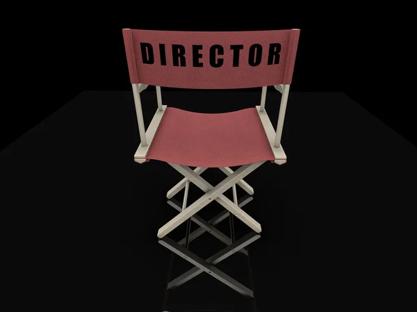 stock image 3D render of a directors chair on a black background