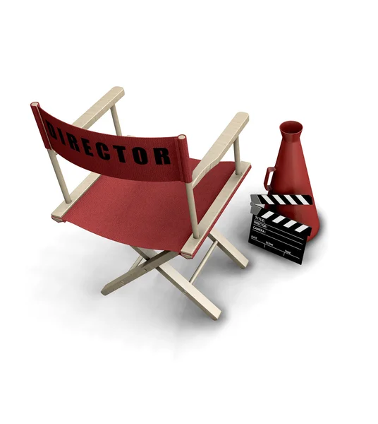3D göra en direktörer stol och movie poster — Stockfoto