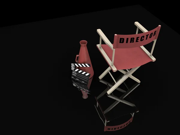 3D göra en direktörer stol och movie poster — Stockfoto