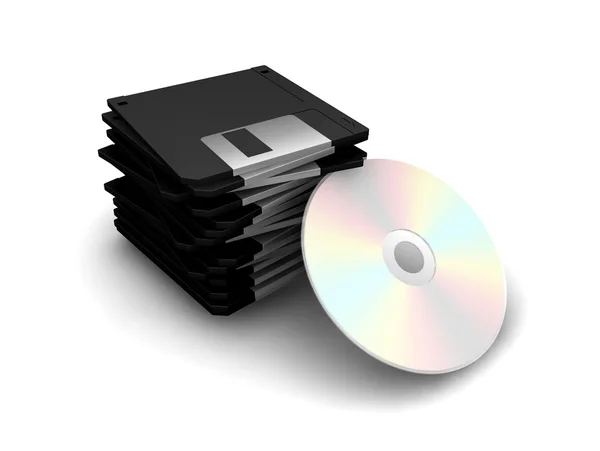 Diskettes en cd — Stockfoto