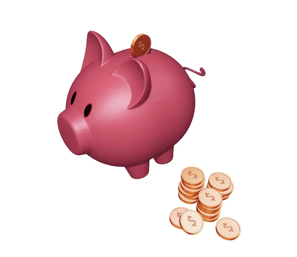 Piggy Bank con dólares —  Fotos de Stock