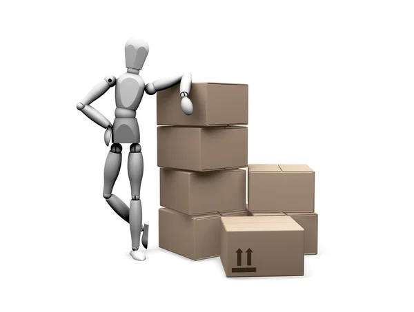 Man leaning on boxes — Stock Photo, Image