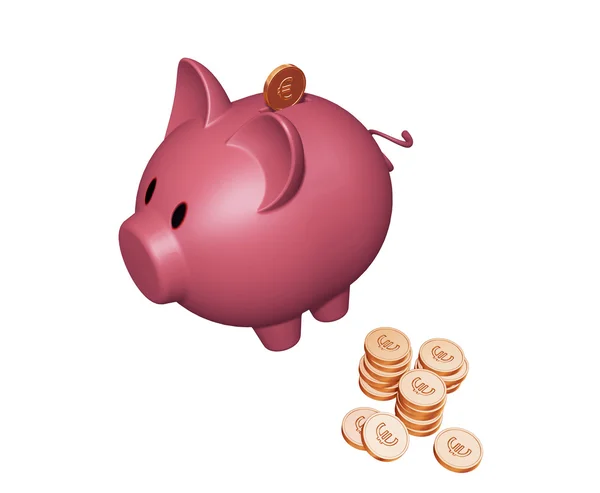 Piggy Bank com euros — Fotografia de Stock