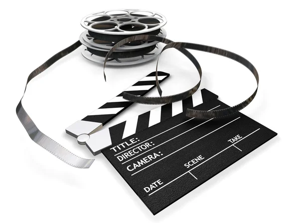 Kołowrotki filmowe i plansza Clapper — Zdjęcie stockowe