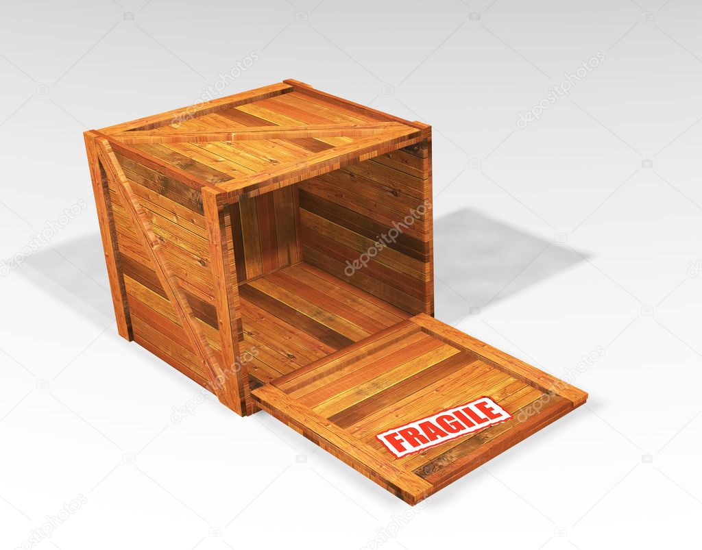 Open wooden crate
