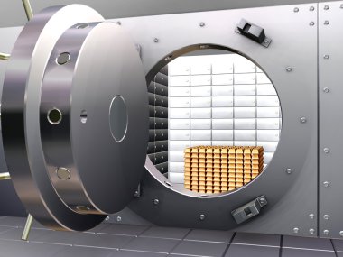 Bank vault with bullions clipart