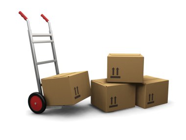 Hand truck with boxes clipart