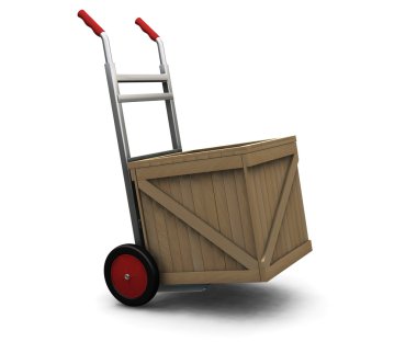 Hand truck with crate clipart