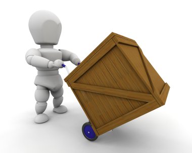 Man with crate clipart