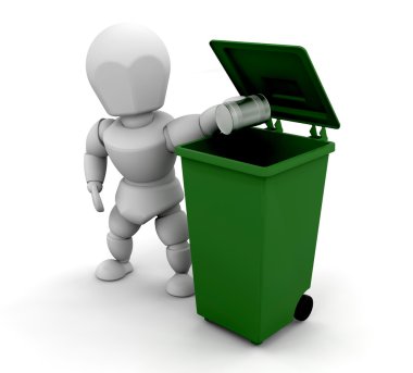 Person putting tin in bin clipart