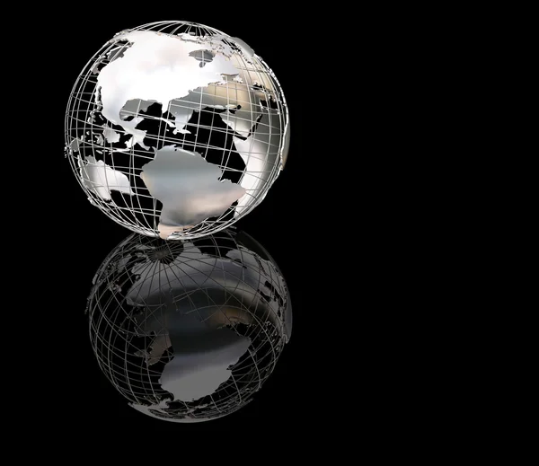Wiireframe metallic globe — Stockfoto