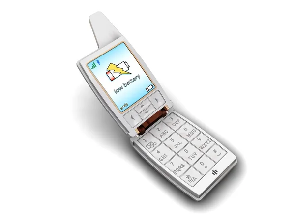 Obecné mobilní telefon s obrazovkou, ukazující nízký stav baterie — Stock fotografie