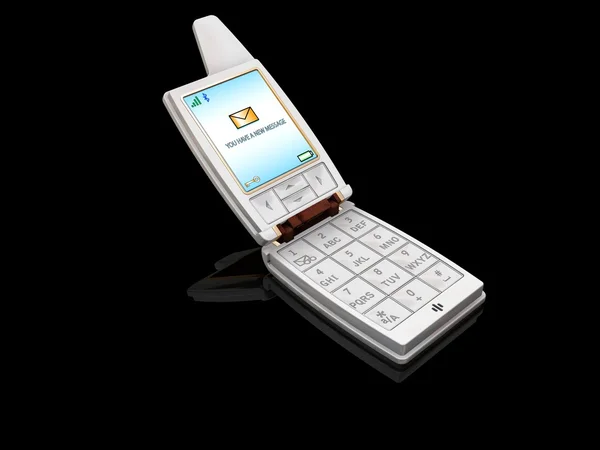 Mobile phone with the screen showing new text message — Stock Photo, Image