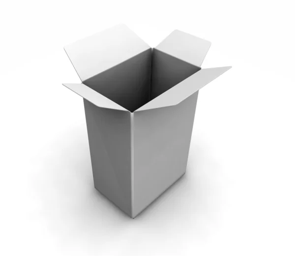 Caixa branca aberta — Fotografia de Stock