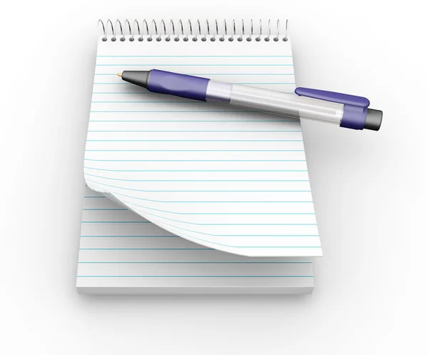 Bloco de notas com caneta — Fotografia de Stock