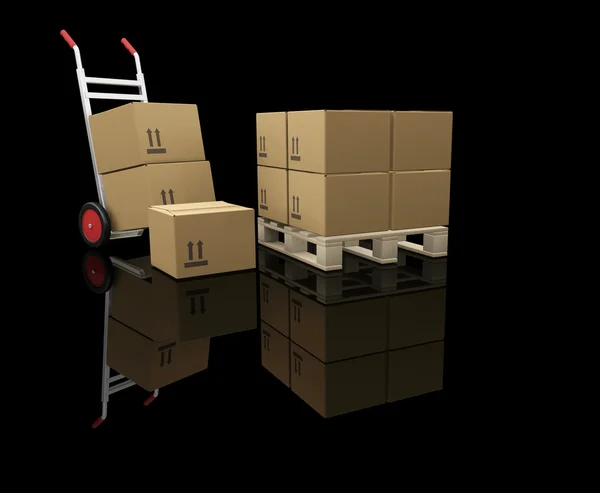 Camion a mano con scatole — Foto Stock