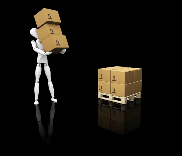 Hombre apilando cajas — Foto de Stock