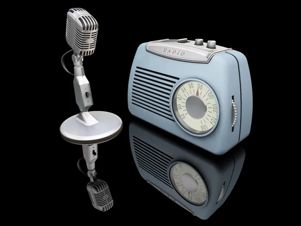 Microfone retrô e rádio — Fotografia de Stock