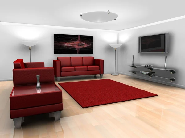 Salón minimalista de estilo contemporáneo con muebles — Foto de Stock