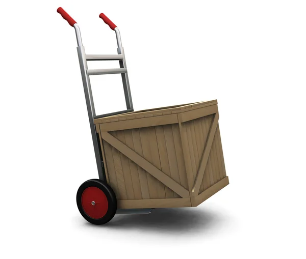 Camião de mão com caixa — Fotografia de Stock