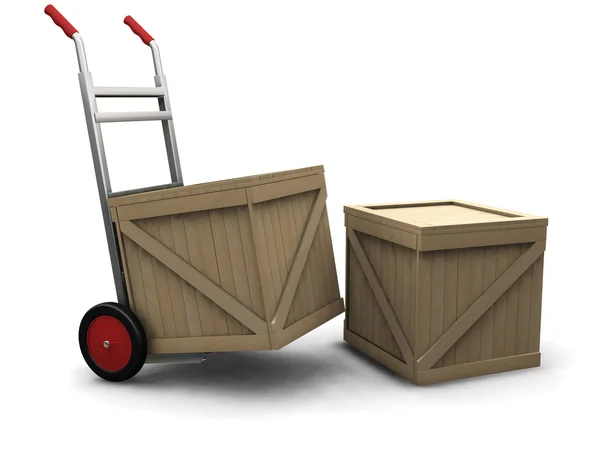 Camião de mão com caixas — Fotografia de Stock