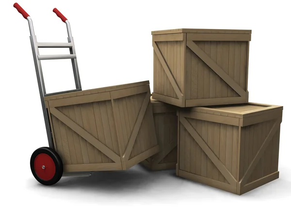 Camião de mão com caixas — Fotografia de Stock