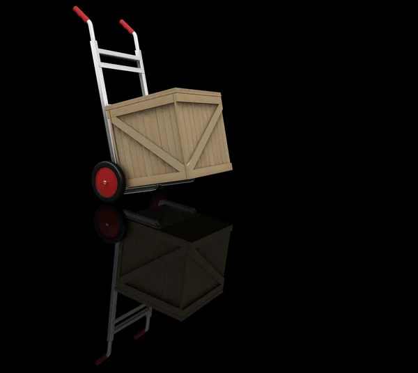Ruční vozík s bednu — Stock fotografie